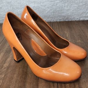 John Fluevog Orange Patent Leather Heels